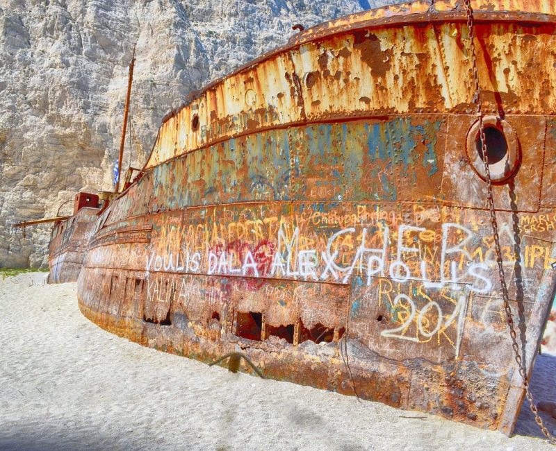 Gestrandde-Verlaten-Boot-Zakynthos